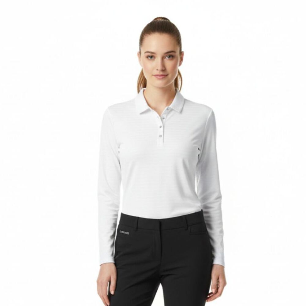 Callaway Women's‎ White Long Sleeve Snap Neck Golf Polo Shirt L